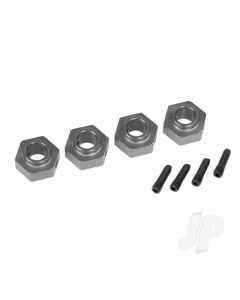 Wheel Hubs, 12mm hex, 6061-T6 aluminium (charcoal grey-anodised) (4 pcs) / screw pin (4 pcs)